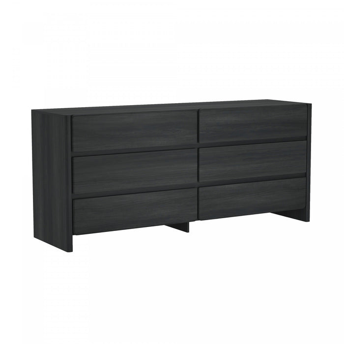 Commode moderne Linda 72\" en gris charbon (6 tiroirs)