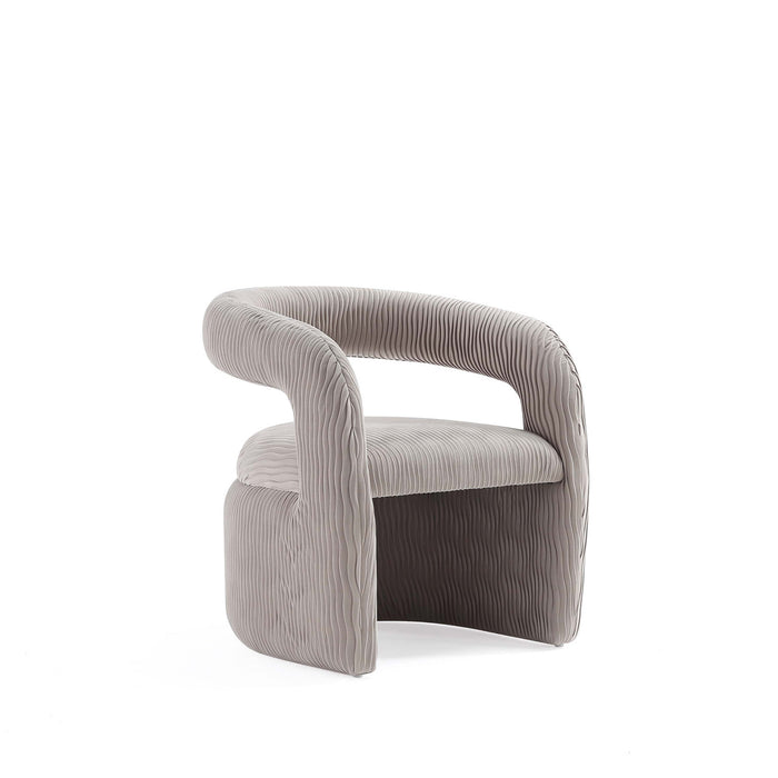 Fauteuil lounge Corvette mi-siecle moderne en velours coloris colombe