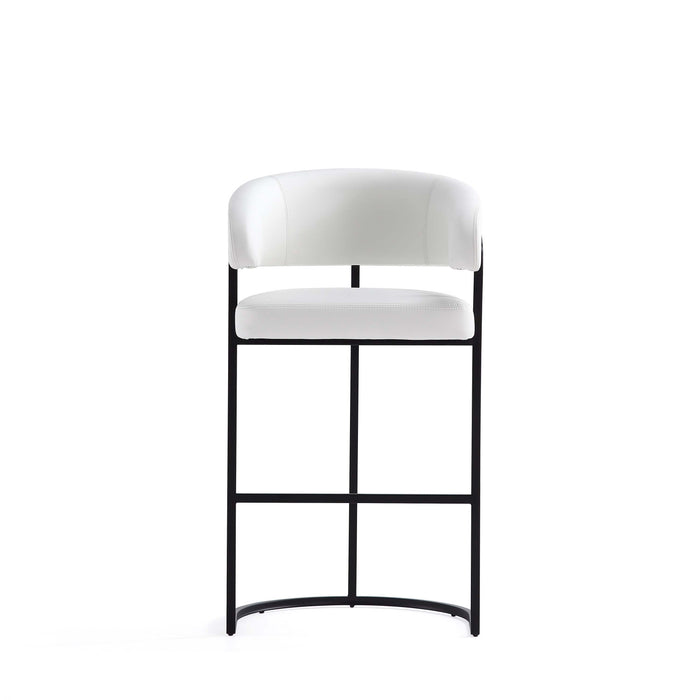 Tabouret de bar moderne Augusta en metal et tissu blanc - Lot de 3