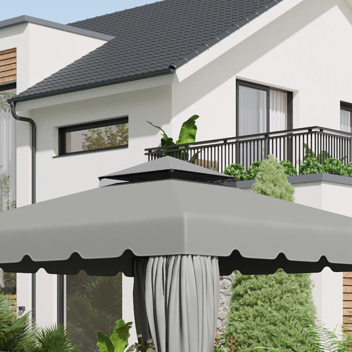 Outsunny Auvent De Rechange Pour Tonnelle 9.8' X 9.8', Couverture Superieure De Tonnelle Avec Toit Double Ventile Pour Terrasse De Jardin Exterieur (toit Uniquement), Gris