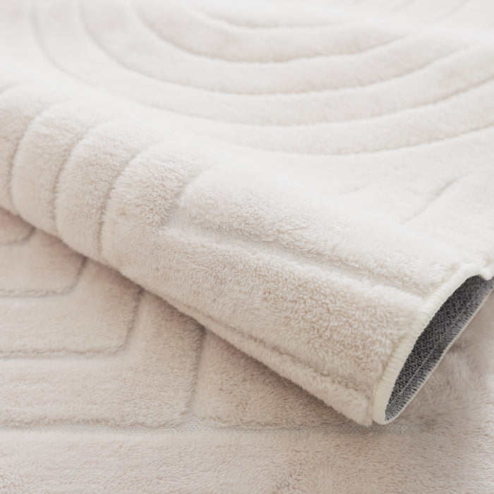 Tapis Lavable A Poils Longs En Velours Creme A Motifs Circulaires 5'x7'