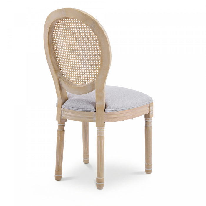 Ethan lot de 2 chaises de salle a manger en bois massif (hevea) avec assise rembourree, gris
