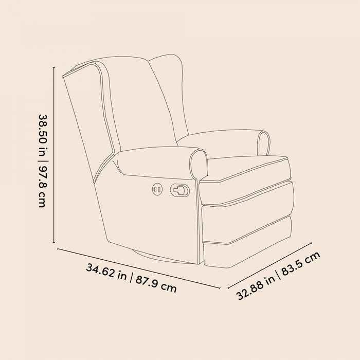 Storkcraft Serenity Fauteuil bercant inclinable rembourre a dossier a oreilles - Acier