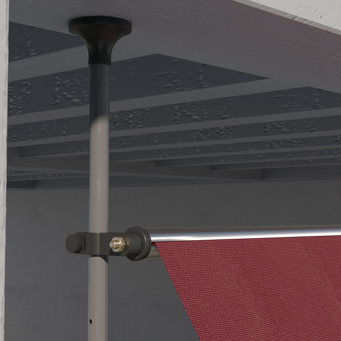 Outsunny Auvent Retractable 11,5' X 4', Autoportant Et Sans Vis, Rouge Vin