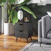 Modern Nightstand, Bedside Table with 2 Drawers and Wood Legs for Bedroom