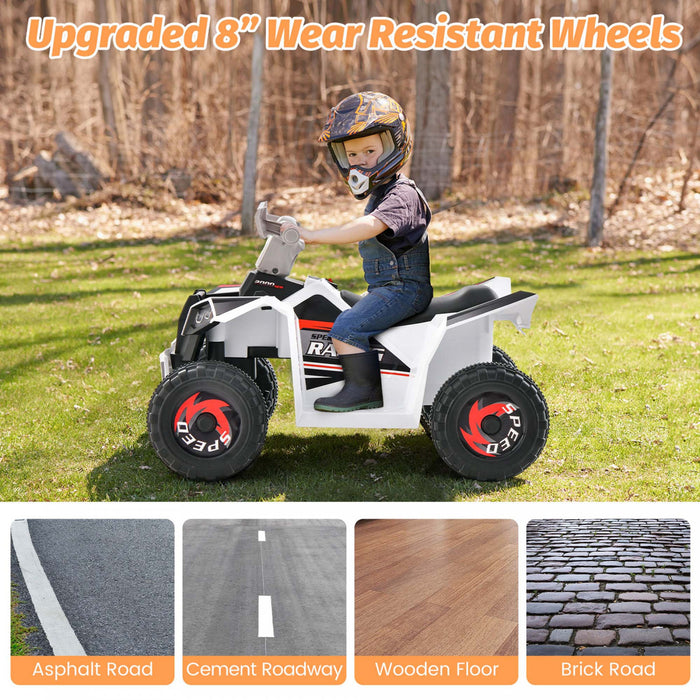 Costway Enfants Rouler Sur Atv 4 Roues Quad Jouet Voiture 6v Alimente Par Batterie Jouet Motorise Blanc