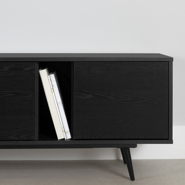 Meuble pour téléviseur Mezzy de 71 po avec portes - chêne noir