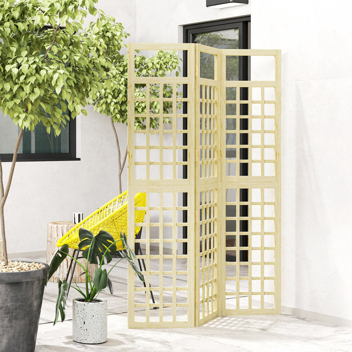 Outsunny Ecran De Confidentialite Exterieur En Bois 3 Panneaux Bois Naturel