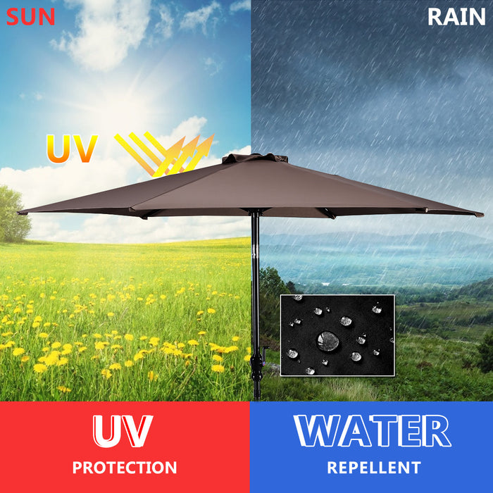 Costway Parasol de Patio 9ft Marche en Acier Incline avec Manivelle Cour Jardin Tan