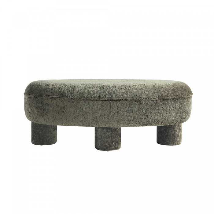 Tabouret d’appoint Tribeca style mid-century moderne en chenille vert olive