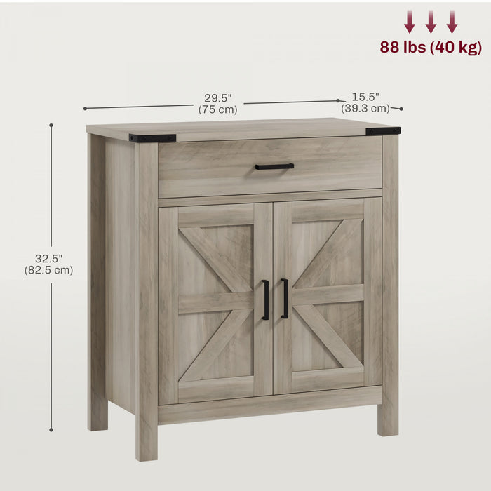HOMCOM Buffet avec 1 tiroir, 1 armoire de rangement, Gris