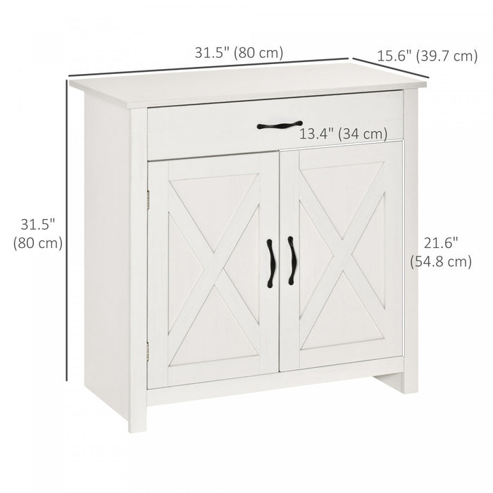 HOMCOM Buffet Ferme Porte Grange Blanc Vieilli