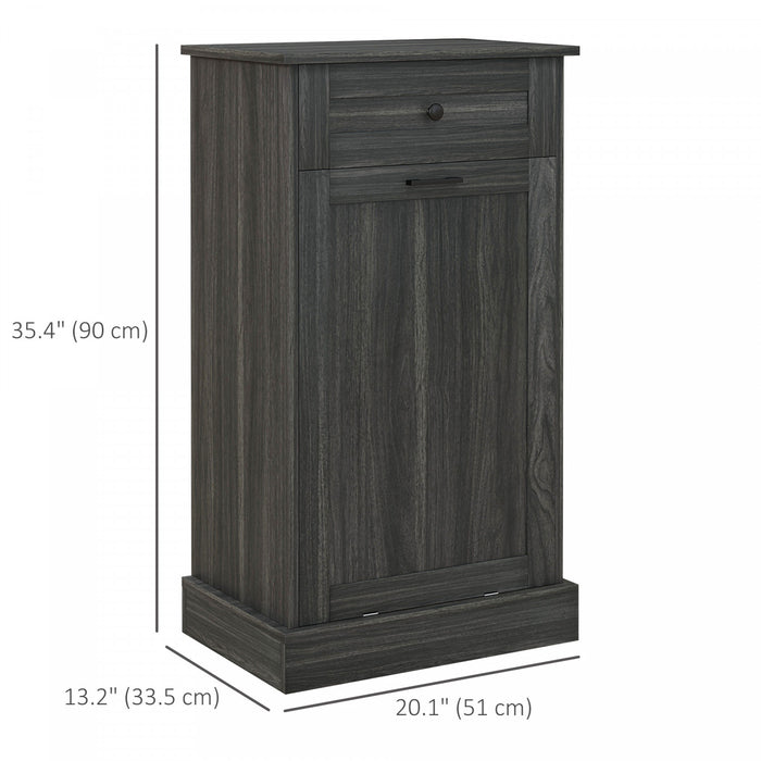 HOMCOM Poubelle inclinable, armoire a poubelles cachee avec tiroir, gris