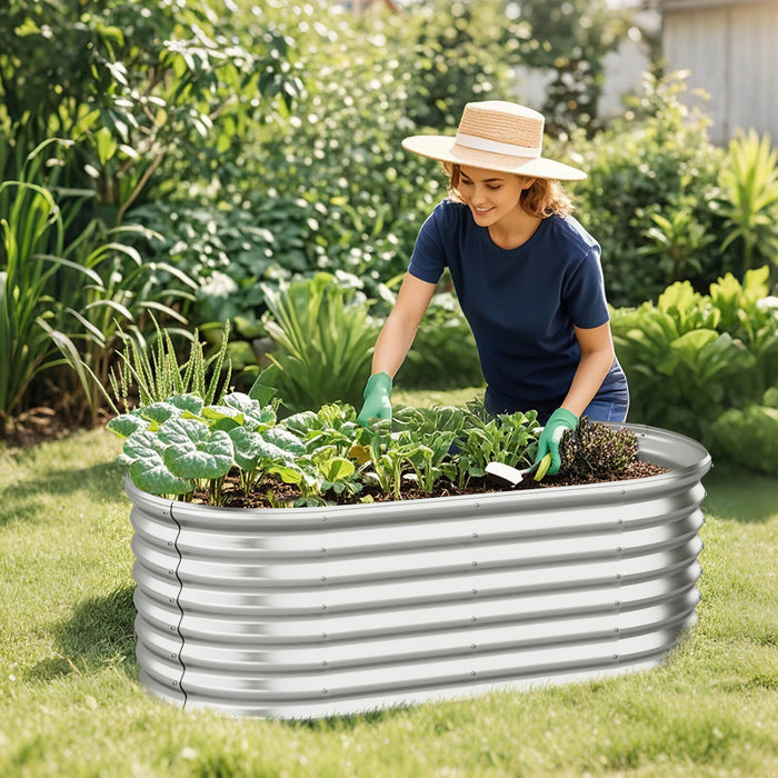 Costway 2 Pcs Souleve Kit De Lit De Jardin Planteur Souleve Boites De Jardin Exterieures 65\" X 32\" X 24\" Argent
