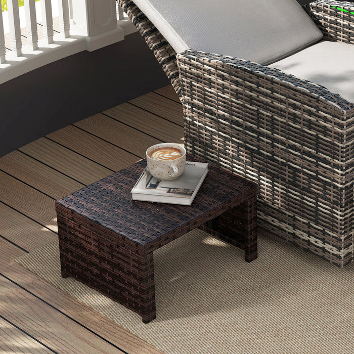 Outsunny Pouf d'exterieur en osier avec coussin, lot de 2, kaki