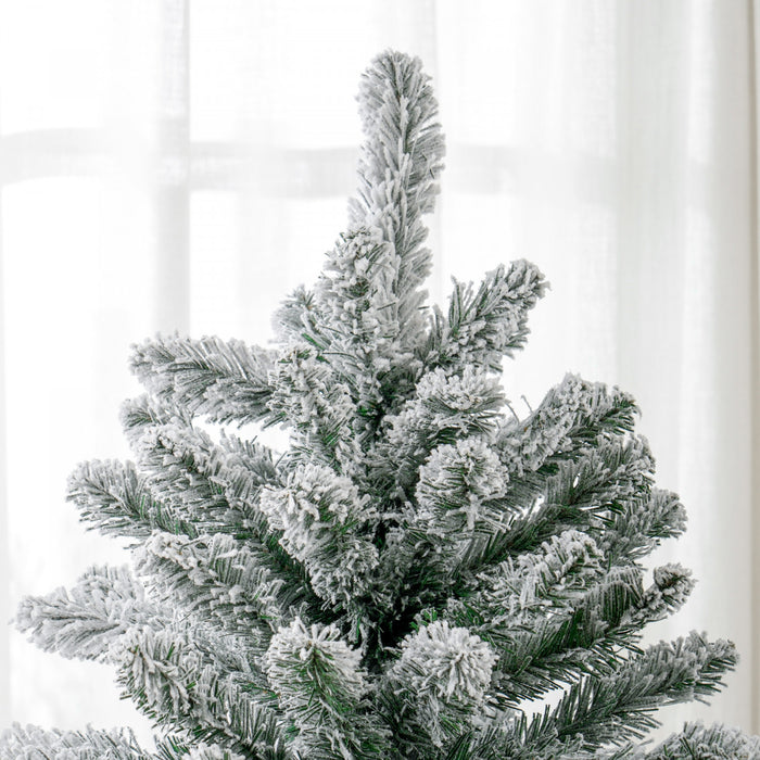 Homcom Arbre De Noel Artificiel Floque De 6 Pieds Avec Pied En Metal
