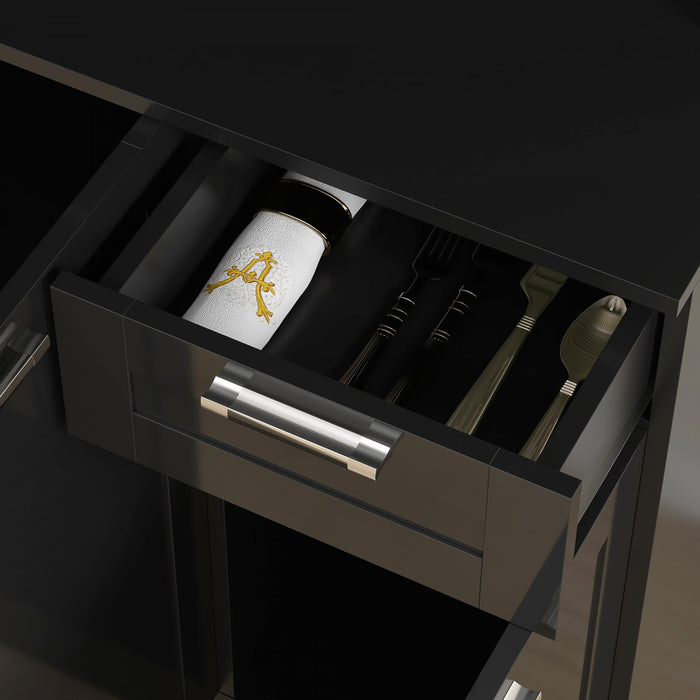 HOMCOM Armoire de rangement avec etagere reglable, tiroir, noir