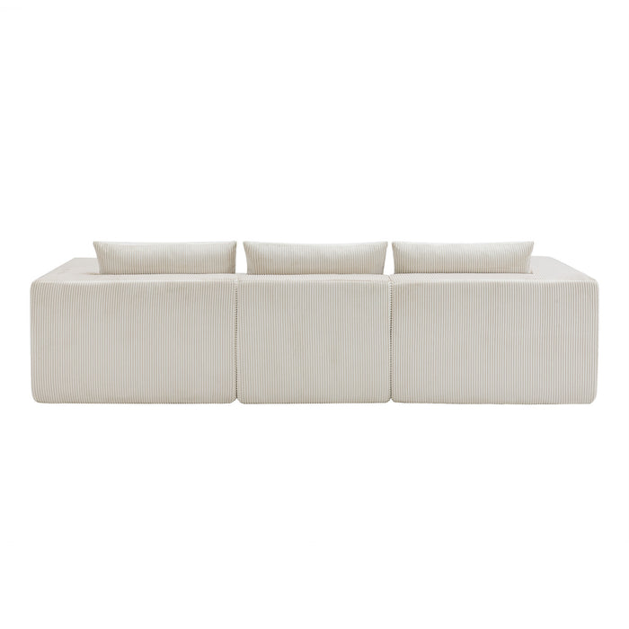 Canapés Modulaires Compressés Paula En Tissu Côtelé, Dossier À Coussins - Beige