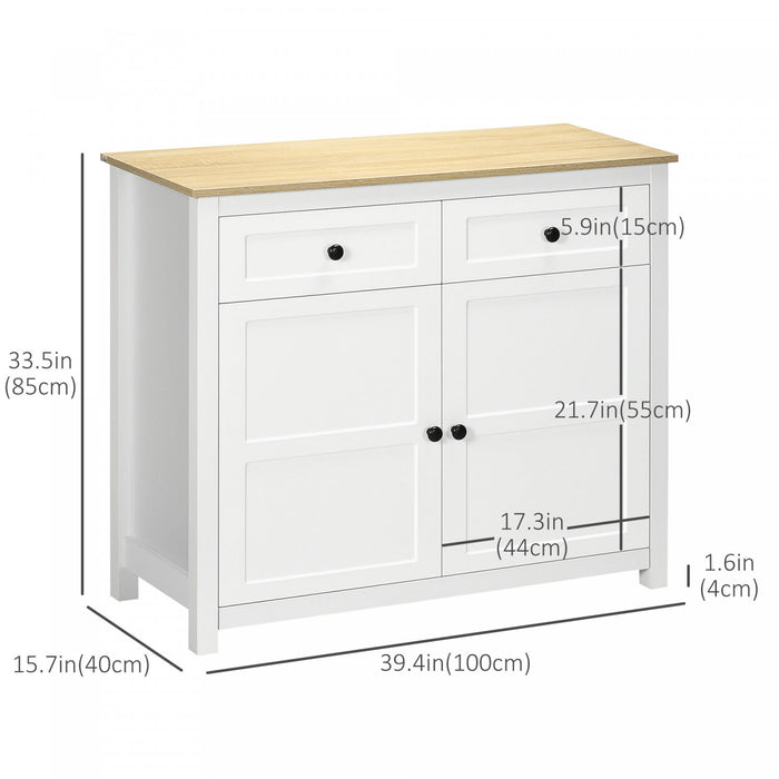 HOMCOM Buffet de rangement de cuisine avec tiroir, etagere reglable, blanc