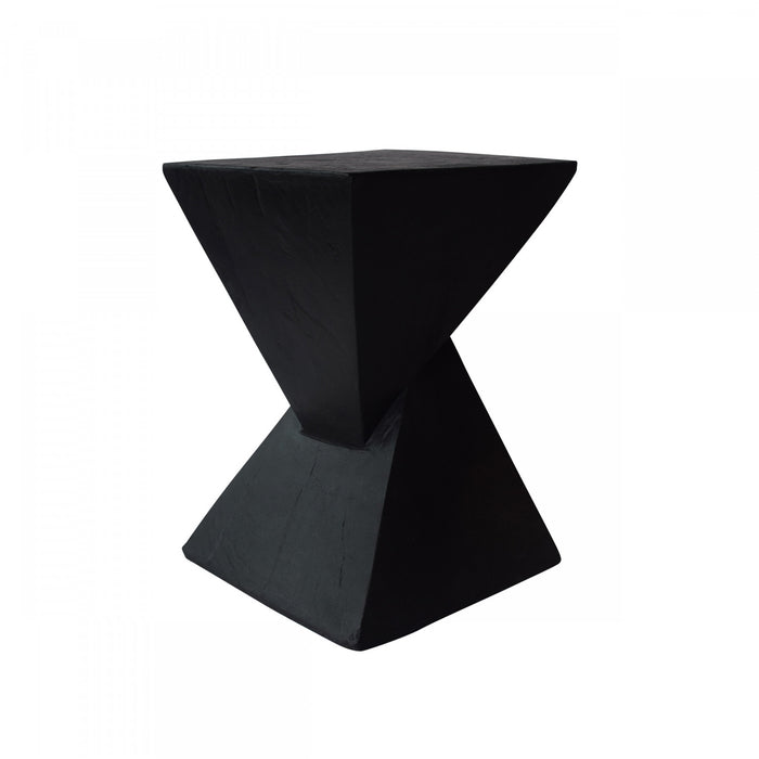 Table d'appoint geometrique torsadee Zane 18 pouces MGO, table laterale interieure a grain de bois, noir