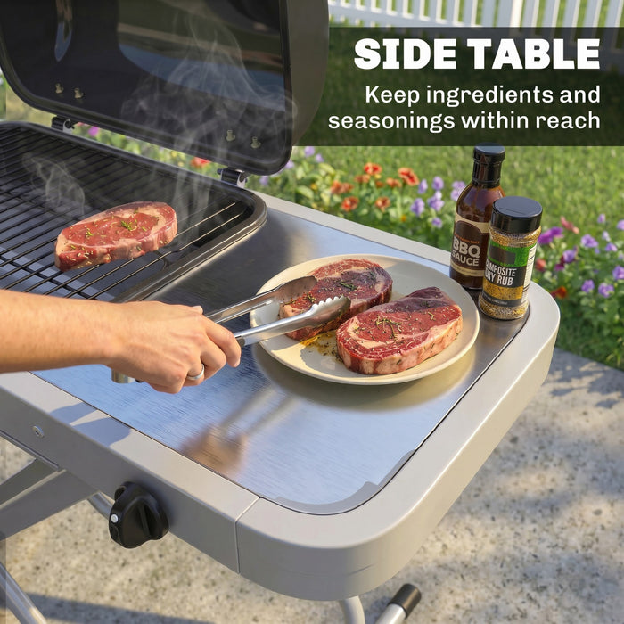 Barbecue a gaz portable au propane Outsunny avec chariot pliable et roulettes, noir