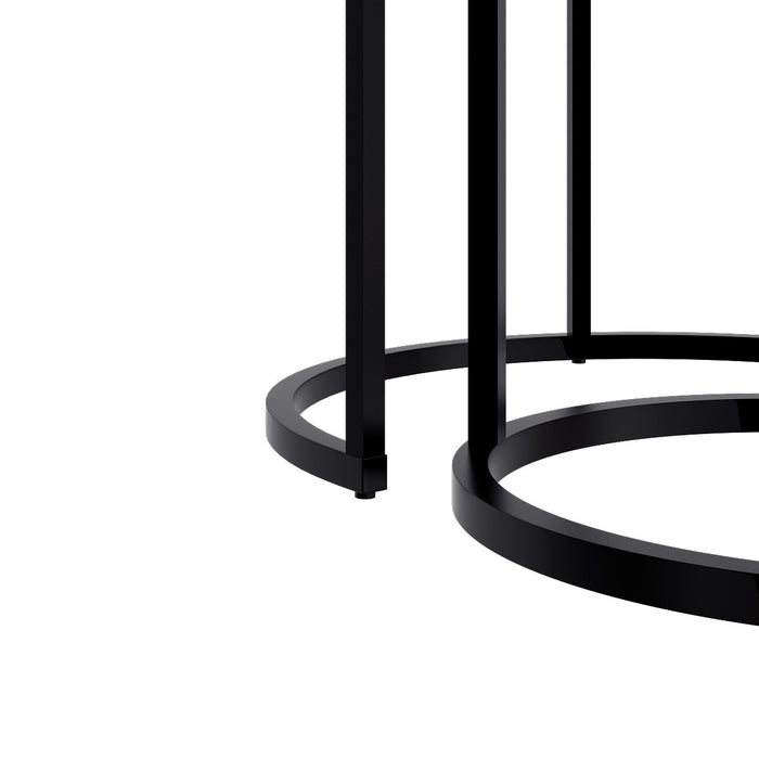 Opal Tables Gigognes Rondes a Deux Plateaux en Verre