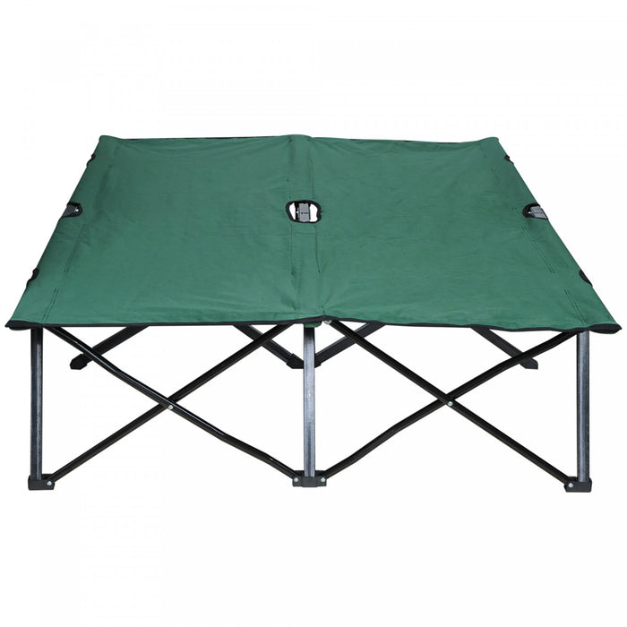 Outsunny Lit De Camping Pliant Pour Deux Personnes De 76 Po Avec Sac De Transport, Vert