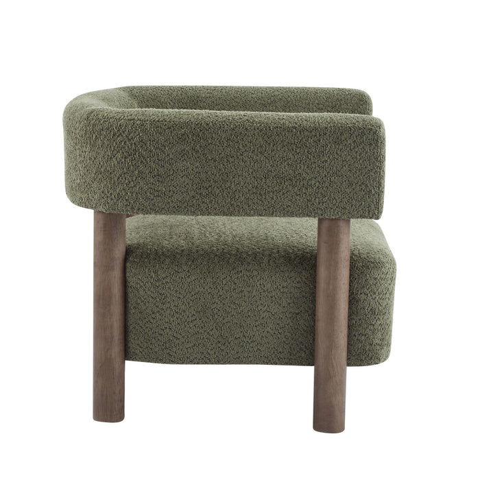 Evelyn Fauteuil d’appoint avec assise confortable et revetement en boucle, vert olive