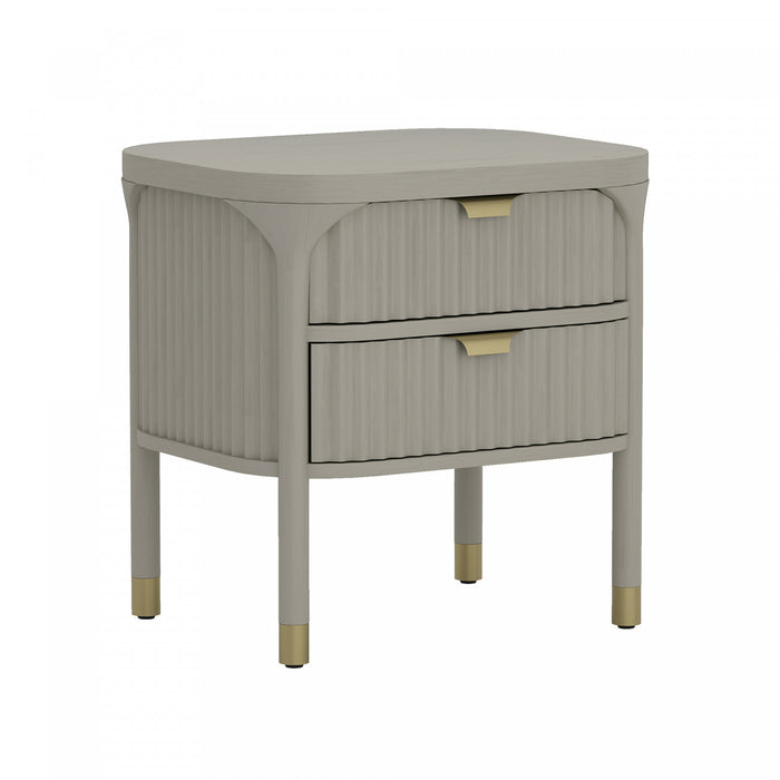 Table de nuit contemporaine Park 24\" en bois massif gris (2 tiroirs)