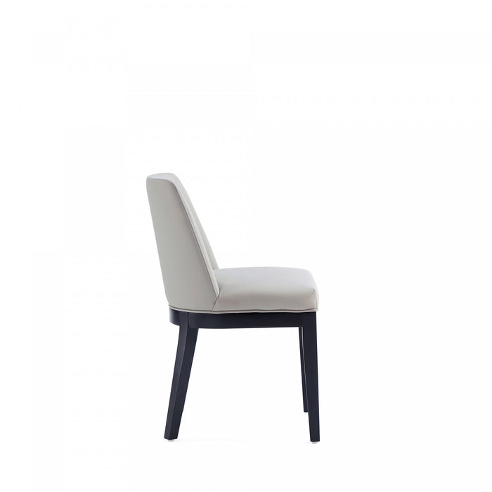 Chaise de salle a manger moderne Gansevoort en bois et cuir vegetalien gris pierre - Lot de 4