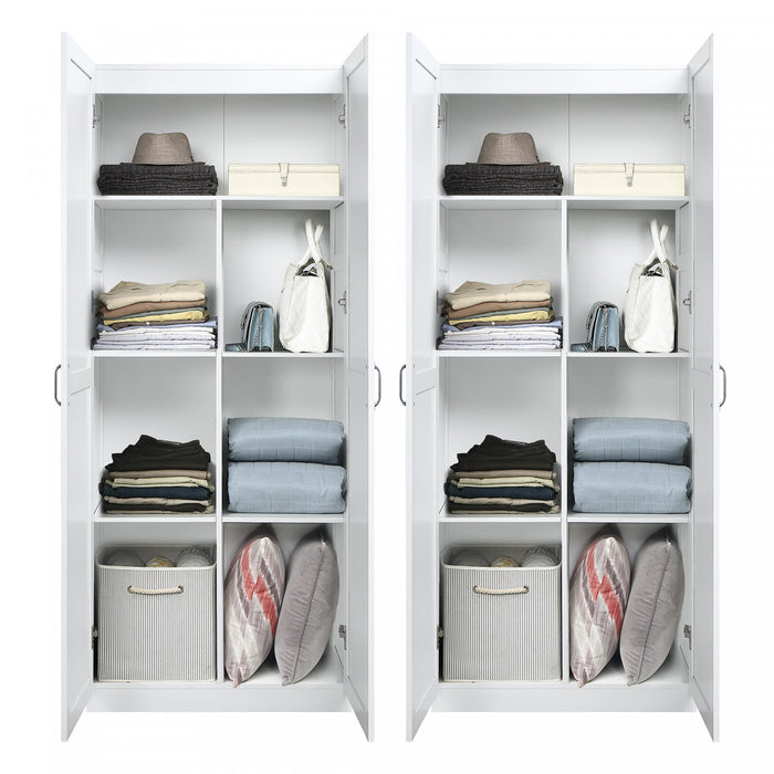 Armoire de rangement moderne Hopkins 30\" en blanc (7 etageres) - Lot de 2