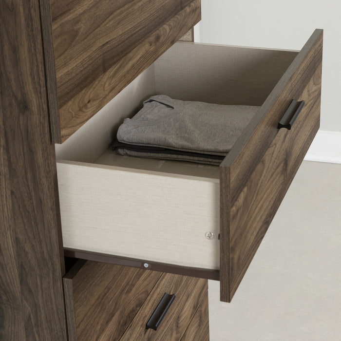 Commode verticale Musano à 5 tiroirs - noyer naturel
