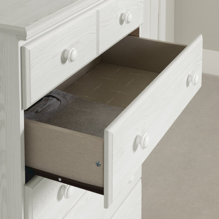 Commode verticale Summer Breeze à 5 tiroirs - pin blanc