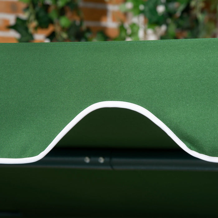 Outsunny Balancoire De Patio A 3 Places Avec Auvent Reglable, Vert Et Blanc