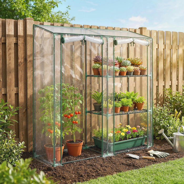Outsunny Mini Serre, Serre Portable avec 3 Etageres, Transparent