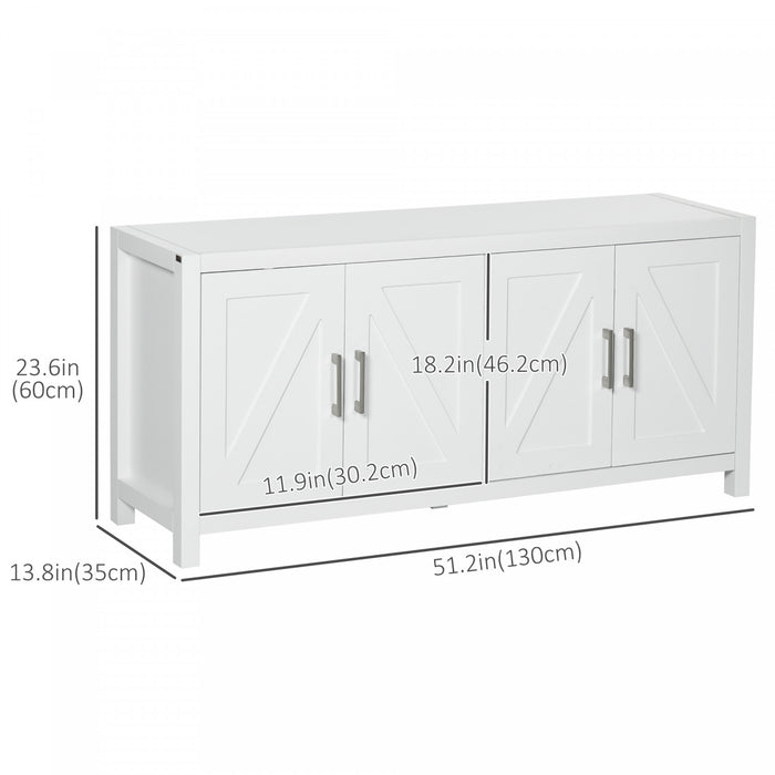 HOMCOM Buffet de cuisine Meuble TV pour televiseurs jusqu'a 65\" Blanc
