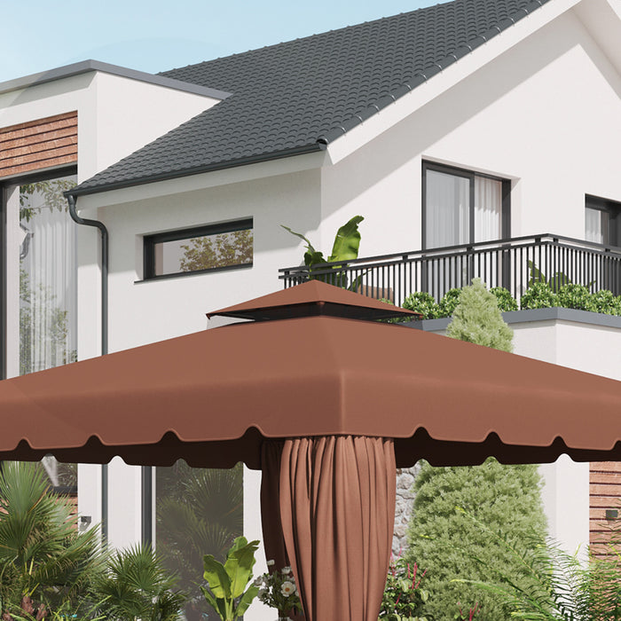 Outsunny Auvent De Rechange Pour Tonnelle 9.8' X 9.8', Couverture Superieure De Tonnelle Avec Toit Double Ventile Pour Terrasse De Jardin Exterieur (toit Uniquement), Cafe