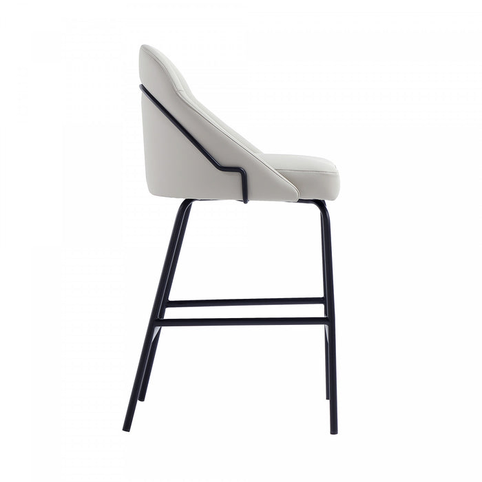 Tabouret de comptoir moderne en metal Gracie, rembourre, gris pierre et noir
