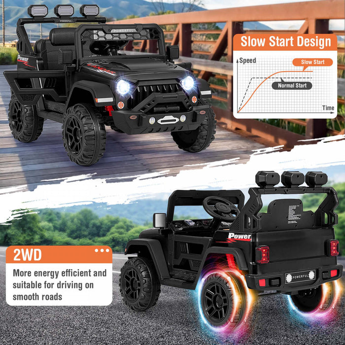 Costway 12v Enfants Roulent Sur Le Camion Avec 2 * 12v Moteurs Suspension De Ressort Et Telecommande Noir