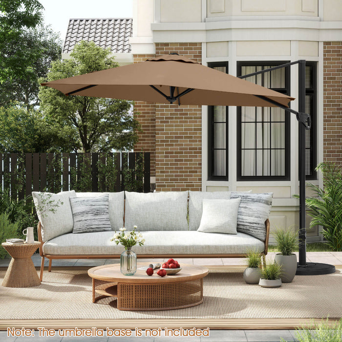 Parasol deporte Costway 9 FT avec haut ventile, parasol suspendu deporte, marron, pour bord de piscine