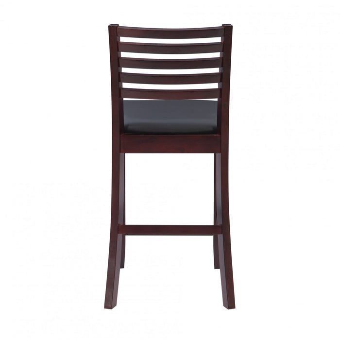 Tabouret Torino de hauteur comptoir en similicuir avec dossier en échelle - merlot
