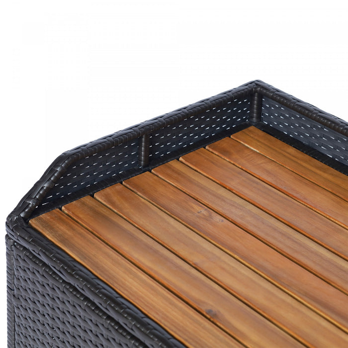 Outsunny Boite de banc de rangement couvercle superieur bois naturel cafe