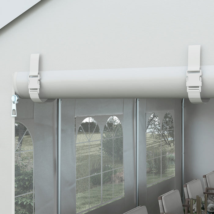 Outsunny Tente De Reception, Protection Uv, Avec 2 Portes Et 6 Fenetres
