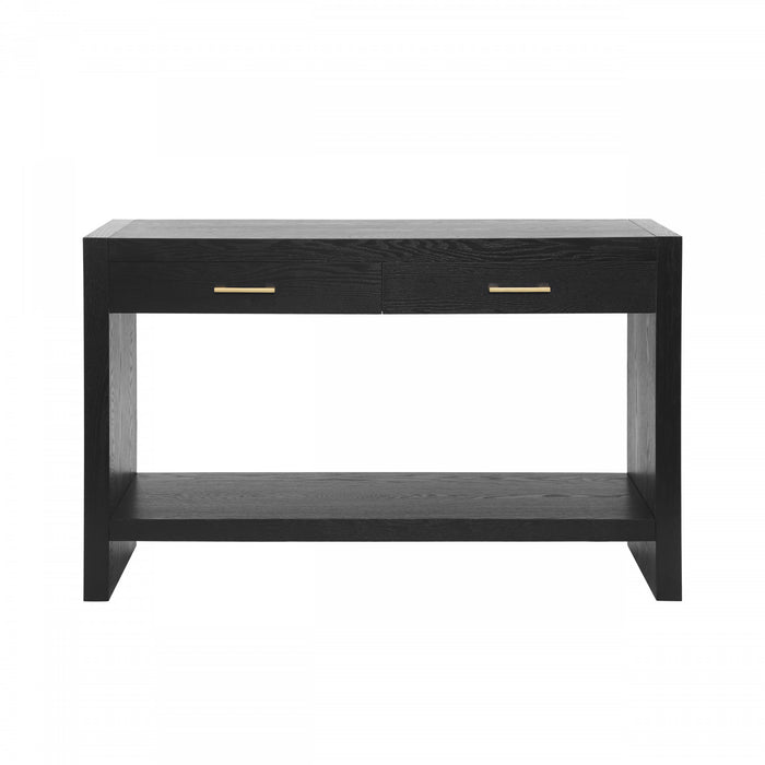 Console de style maison de campagne Aubrey 120 cm avec rangement - noire