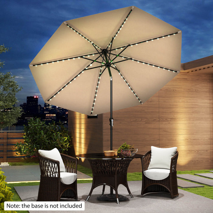 Parasol solaire Costway 10 FT avec 96 LED, inclinaison reglable a 35°, haut ventile, beige