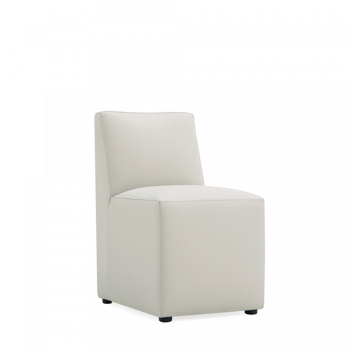 Chaise de salle a manger moderne en cuir vegetalien gris pierre Anna - Lot de 2