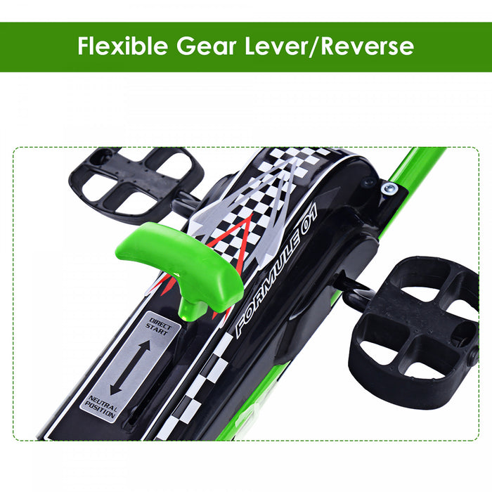 Costway Go Kart 4 Roues Pedale Alimentee Enfants Rouler Sur Jouet W / Siege Reglable Vert
