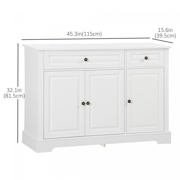 HOMCOM Buffet, Meuble de Cuisine Moderne 2 Tiroirs et etageres Reglables