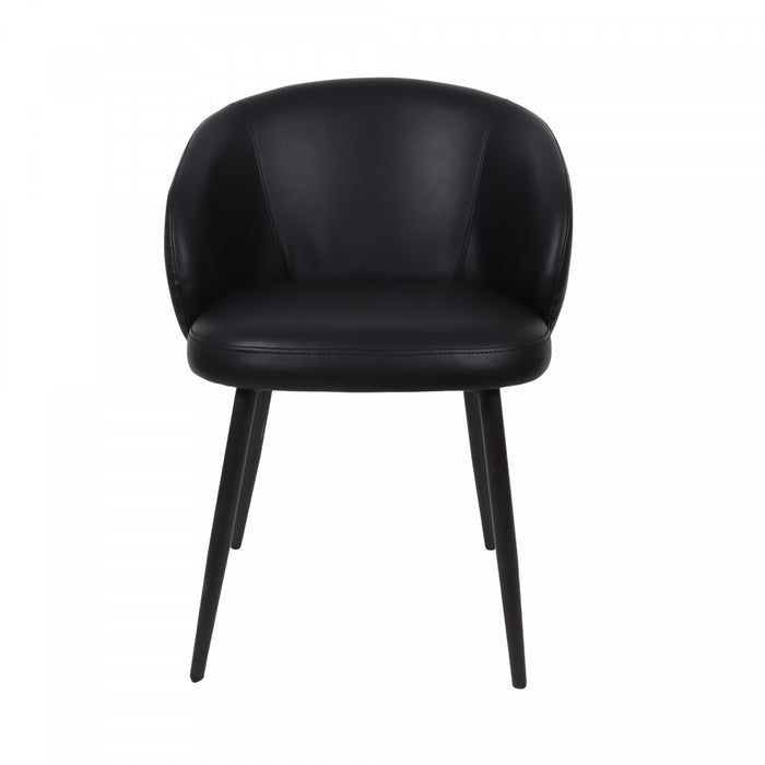 Chaise laterale moderne contemporaine Looma en cuir vegetalien et metal noir - Lot de 2
