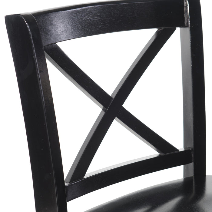 Tabouret Torino de hauteur comptoir avec dossier en X - noir